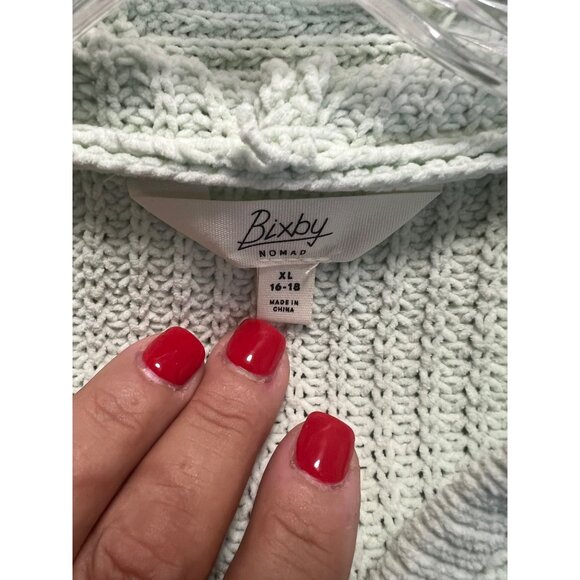 Bixby Nomad Womens Hooded Knit Sweater XL Green Gradient Stripes Lightweight & C - Picture 3 of 5